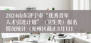 2024山东济宁市“优秀青年人才引进计划”（卫生类）报名情况统计（兖州区截止3月1日17：00）