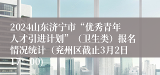 2024山东济宁市“优秀青年人才引进计划”（卫生类）报名情况统计（兖州区截止3月2日17：00)