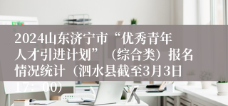 2024山东济宁市“优秀青年人才引进计划”（综合类）报名情况统计（泗水县截至3月3日17：00）