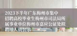 2023下半年广东梅州市集中招聘高校毕业生梅州市司法局所属事业单位梅州市嘉应公证处拟聘用人员公示