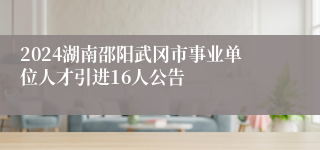 2024湖南邵阳武冈市事业单位人才引进16人公告 