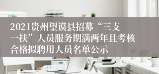 2021贵州望谟县招募“三支一扶”人员服务期满两年且考核合格拟聘用人员名单公示