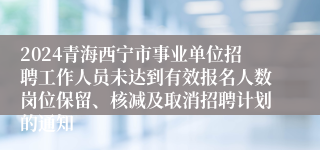 2024青海西宁市事业单位招聘工作人员未达到有效报名人数岗位保留、核减及取消招聘计划的通知