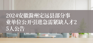 2024安徽滁州定远县部分事业单位公开引进急需紧缺人才25人公告