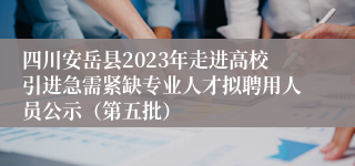 四川安岳县2023年走进高校引进急需紧缺专业人才拟聘用人员公示（第五批）