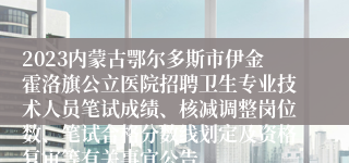 2023内蒙古鄂尔多斯市伊金霍洛旗公立医院招聘卫生专业技术人员笔试成绩、核减调整岗位数、笔试合格分数线划定及资格复审等有关事宜公告