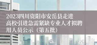 2023四川资阳市安岳县走进高校引进急需紧缺专业人才拟聘用人员公示（第五批）