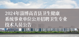 2024年淄博高青县卫生健康系统事业单位公开招聘卫生专业技术人员公告