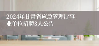 2024年甘肃省应急管理厅事业单位招聘3人公告