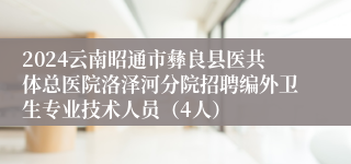 2024云南昭通市彝良县医共体总医院洛泽河分院招聘编外卫生专业技术人员（4人）