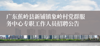 广东蕉岭县新铺镇象岭村党群服务中心专职工作人员招聘公告