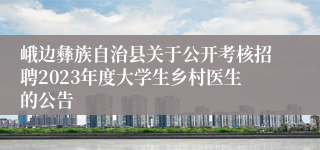 峨边彝族自治县关于公开考核招聘2023年度大学生乡村医生的公告