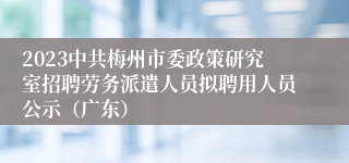 2023中共梅州市委政策研究室招聘劳务派遣人员拟聘用人员公示（广东）