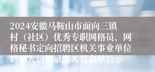 2024安徽马鞍山市面向三镇村（社区）优秀专职网格员、网格秘书定向招聘区机关事业单位聘用人员拟录用人员名单公示