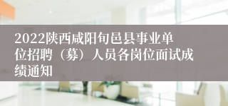 2022陕西咸阳旬邑县事业单位招聘（募）人员各岗位面试成绩通知