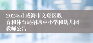 2024sd 威海市文登区教育和体育局招聘中小学和幼儿园教师公告