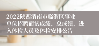 2022陕西渭南市临渭区事业单位招聘面试成绩、总成绩、进入体检人员及体检安排公告