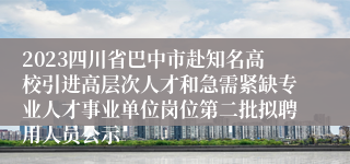 2023四川省巴中市赴知名高校引进高层次人才和急需紧缺专业人才事业单位岗位第二批拟聘用人员公示