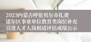 2023内蒙古呼伦贝尔市扎赉诺尔区事业单位教育类岗位补充引进人才人岗相适评估成绩公示