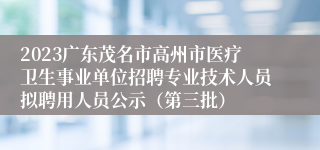 2023广东茂名市高州市医疗卫生事业单位招聘专业技术人员拟聘用人员公示（第三批）