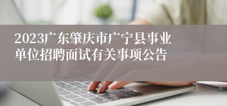 2023广东肇庆市广宁县事业单位招聘面试有关事项公告