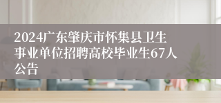 2024广东肇庆市怀集县卫生事业单位招聘高校毕业生67人公告