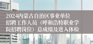 2024内蒙古自治区事业单位招聘工作人员（呼和浩特职业学院招聘岗位）总成绩及进入体检、考察范围人员公告