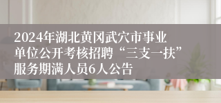 2024年湖北黄冈武穴市事业单位公开考核招聘“三支一扶”服务期满人员6人公告