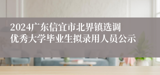 2024广东信宜市北界镇选调优秀大学毕业生拟录用人员公示