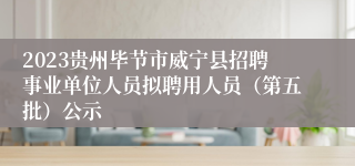 2023贵州毕节市威宁县招聘事业单位人员拟聘用人员（第五批）公示