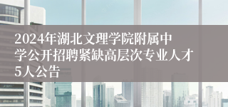 2024年湖北文理学院附属中学公开招聘紧缺高层次专业人才5人公告