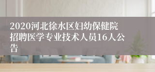 2020河北徐水区妇幼保健院招聘医学专业技术人员16人公告