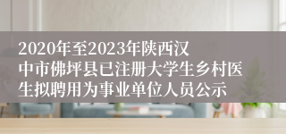2020年至2023年陕西汉中市佛坪县已注册大学生乡村医生拟聘用为事业单位人员公示