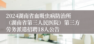 2024湖南省血吸虫病防治所（湖南省第三人民医院）第三方劳务派遣招聘18人公告