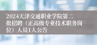 2024天津交通职业学院第二批招聘（正高级专业技术职务岗位）人员1人公告