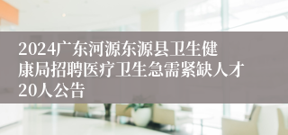 2024广东河源东源县卫生健康局招聘医疗卫生急需紧缺人才20人公告 