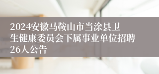 2024安徽马鞍山市当涂县卫生健康委员会下属事业单位招聘26人公告