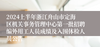 2024上半年浙江舟山市定海区机关事务管理中心第一批招聘编外用工人员成绩及入围体检人员公告