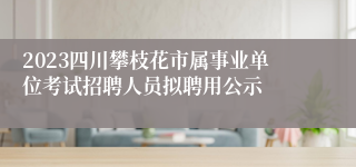 2023四川攀枝花市属事业单位考试招聘人员拟聘用公示