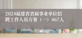 2024福建省省属事业单位招聘工作人员方案（一）467人