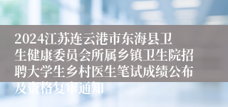 2024江苏连云港市东海县卫生健康委员会所属乡镇卫生院招聘大学生乡村医生笔试成绩公布及资格复审通知