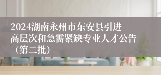 2024湖南永州市东安县引进高层次和急需紧缺专业人才公告（第二批）