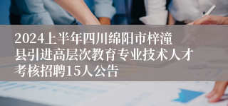 2024上半年四川绵阳市梓潼县引进高层次教育专业技术人才考核招聘15人公告