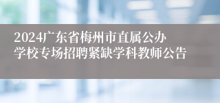 2024广东省梅州市直属公办学校专场招聘紧缺学科教师公告