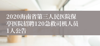 2020海南省第三人民医院保亭医院招聘120急救司机人员1人公告