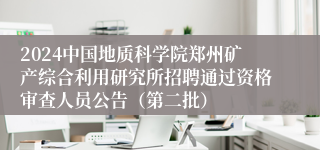 2024中国地质科学院郑州矿产综合利用研究所招聘通过资格审查人员公告（第二批）