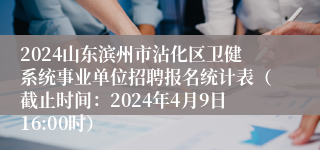 2024山东滨州市沾化区卫健系统事业单位招聘报名统计表（截止时间：2024年4月9日16:00时）