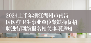 2024上半年浙江湖州市南浔区医疗卫生事业单位紧缺择优招聘进行网络报名相关事项通知