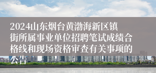 2024山东烟台黄渤海新区镇街所属事业单位招聘笔试成绩合格线和现场资格审查有关事项的公告