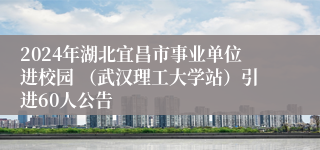 2024年湖北宜昌市事业单位进校园 （武汉理工大学站）引进60人公告